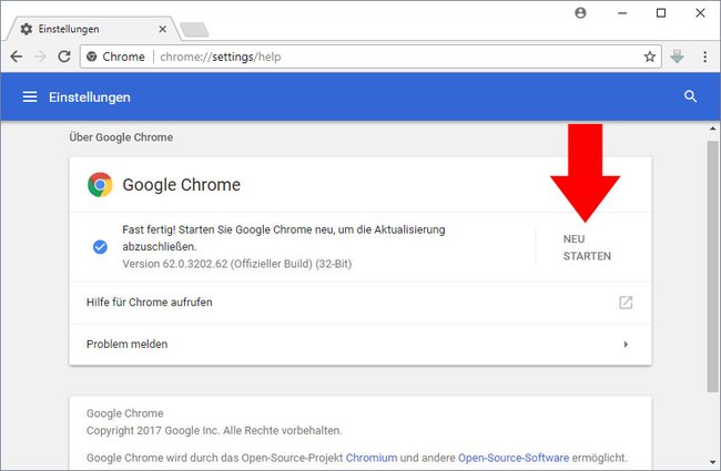 Startet Chrome danach neu