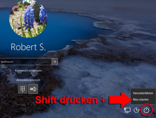 Haltet die Umschalt-Taste gedrückt, während ihr den PC neu startet. Bild: GIGA