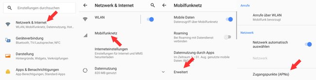 APN Einstellungen Android 9