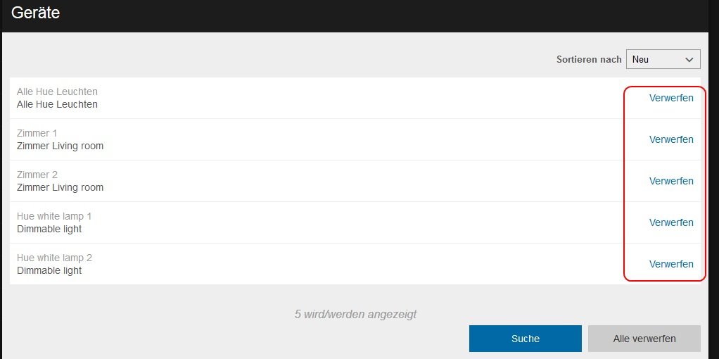 Alexa Geräte entfernen