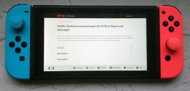 Fehlermeldung beim Abspielen von Netflix-Videos.