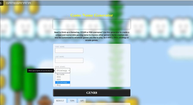 Viele Generatoren fragen sogar das Spielgenre ab, um euch passende Namen anzuzeigen.
