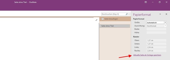 OneNote Vorlage Speichern