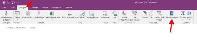 OneNote Vorlage Einfügen