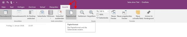 OneNote Vorlage Papierformat