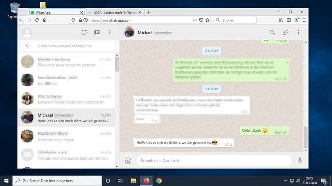 WhatsApp Web läuft im Browser am PC. (Bildquelle: GIGA)