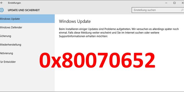 Lösung: Update-Fehler 0x80070652 (Windows 10)