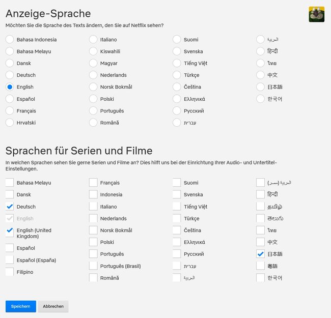 Netflix Anzeige Sprache Sprache Serien und Filme