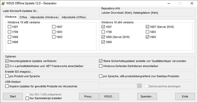 WSUS Offline: Hier bestimmt ihr, welche Windows-Updates ihr herunterladen wollt. Bildquelle: GIGA