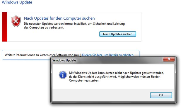 Lösung: Mit Windows Update kann derzeit nicht nach Updates gesucht werden (Update-Dienst wird nicht ausgeführt)
