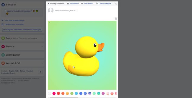 Facebook 3D Ente