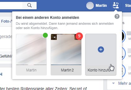 Facebook Wechselmenü