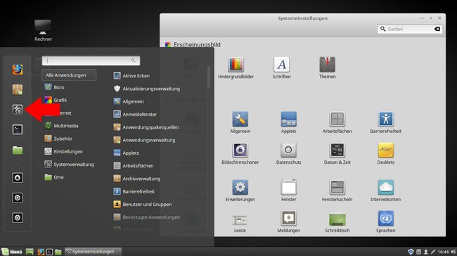 Linux Mint Cinnamon: Hier öffnet ihr die Einstellungen