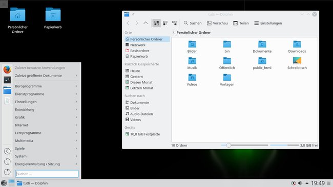 openSUSE kommt standardmäßig mit KDE-Desktop-Umgebung