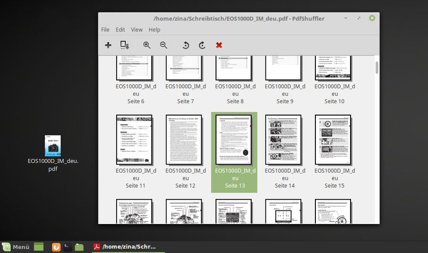 Pdfshuffler löscht, dreht und fügt Seiten aus anderen PDFs hinzu