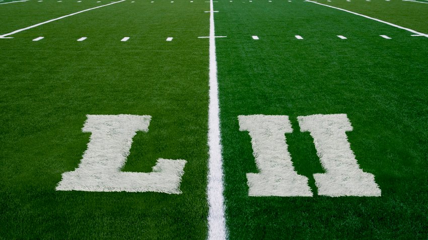 Football field symbolizing Super Bowl 52 in 2018