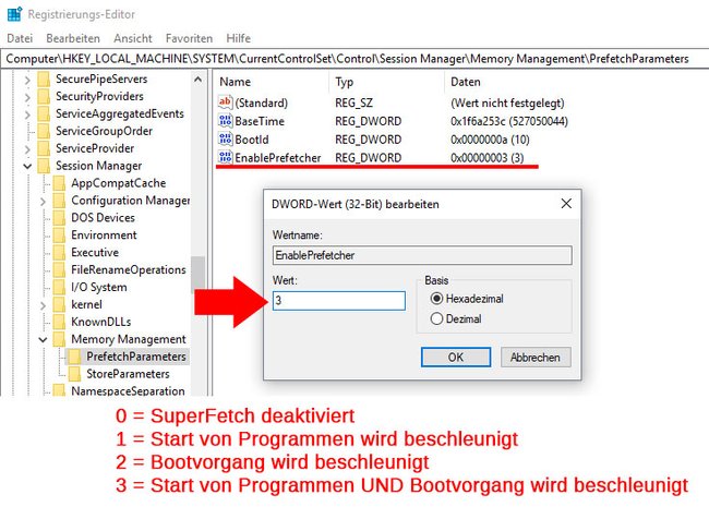 Hier konfiguriert ihr die SuperFetch-Funktion