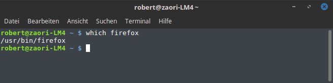 Der Terminal-Befehl which zeigt an, wo ein Programm installiert ist