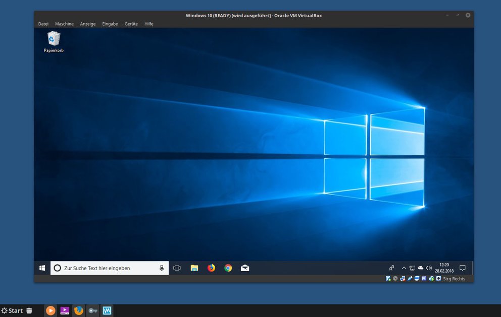 Windows läuft unter Linux in einem Fenster, worin sich die üblichen Spiele installieren lassen