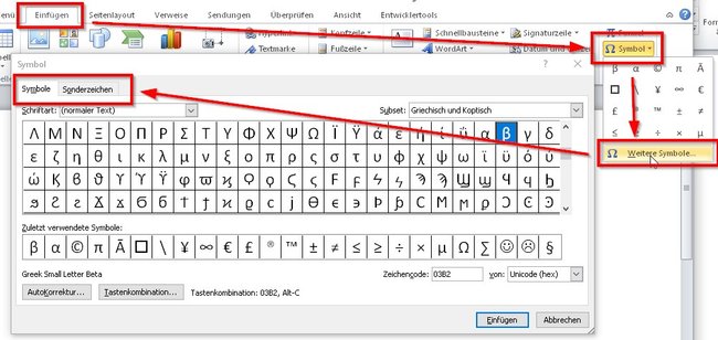 word-symbole-sonderzeichen