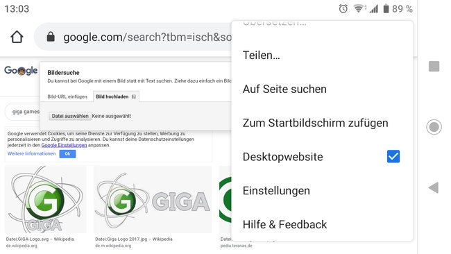 Google Rückwärts-Bildersuche Android