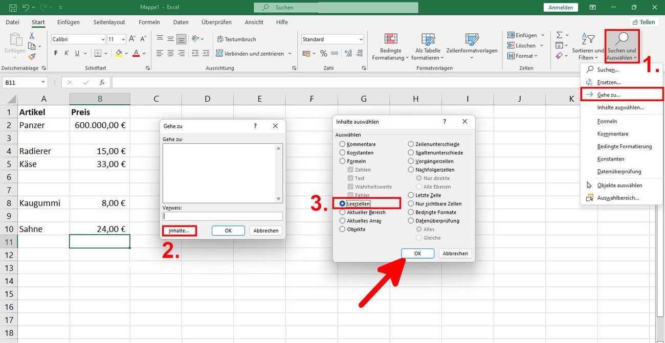 Excel Leere Zeilen automatisch erfassen und löschen so geht