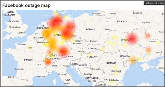 Vor allem Deutschland hat es erwischt. Bildquelle: downdetector.com