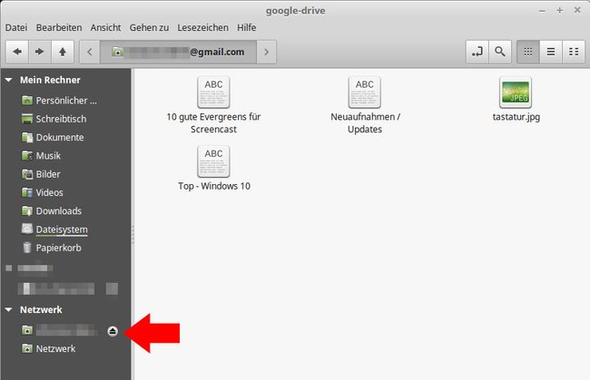 Linux zeigt alle Google-Drive-Dateien des Kontos an.