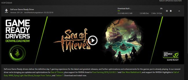 Nvidias Grafikkarten wurden direkt zum Release von Sea of Thieves mit einem nagelneuen Treiber versorgt.