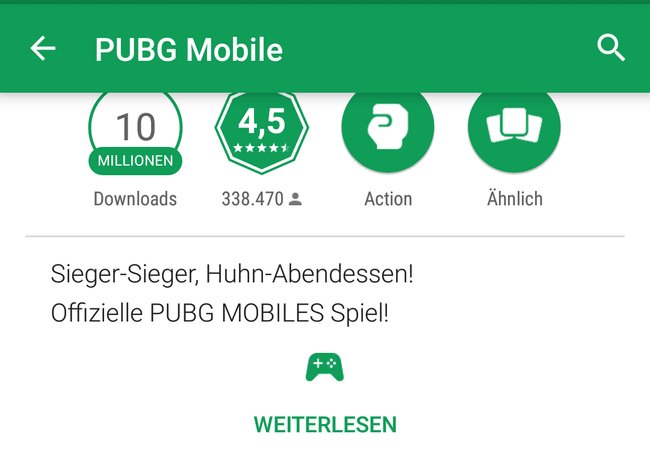 Google Play Store PUBG