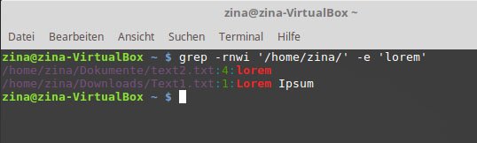 Linux: find text in files – Dateien anzeigen, die bestimmten Text enthalten