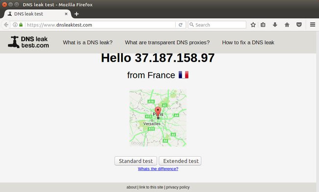 Geschafft, wir haben eine IP-Adresse aus Frankreich.