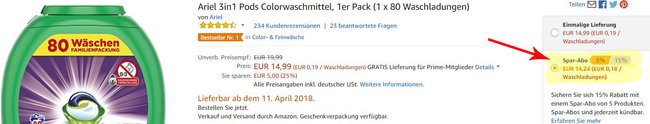 Amazon: Hier lässt sich das Spar-Abo auswählen. (Bildquelle: GIGA)