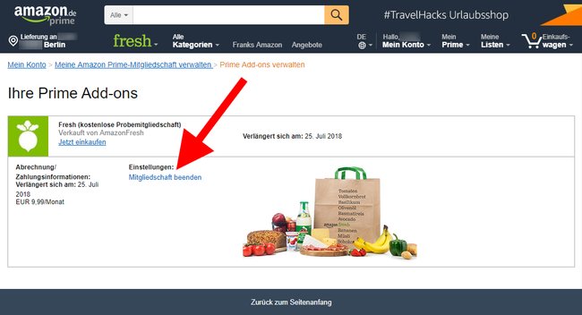 Amazon Fresh kündigen