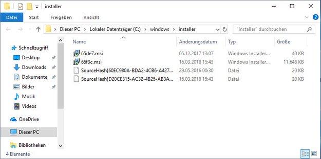 Ordner C:\Windows\Installer sehr groß – Dateien löschen?