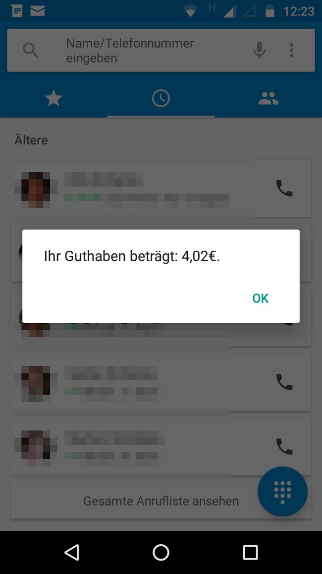 Unser Guthaben beträgt noch 4,02 Euro.