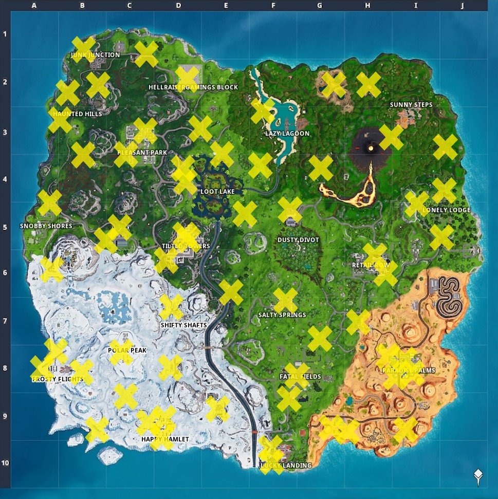 fundorte aller verkaufsautomaten in season 8 - karte fortnite automaten