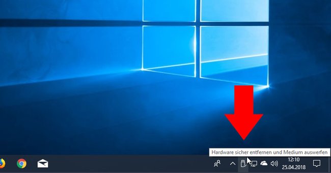 Hier ist das Symbol „Hardware sicher entfernen“.