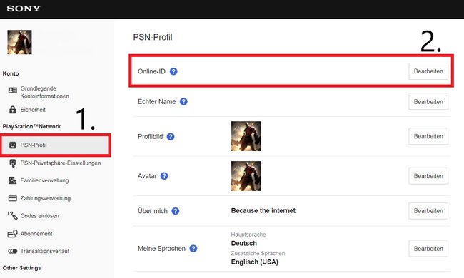 So ändert ihr eure PSN-ID über den Browser.