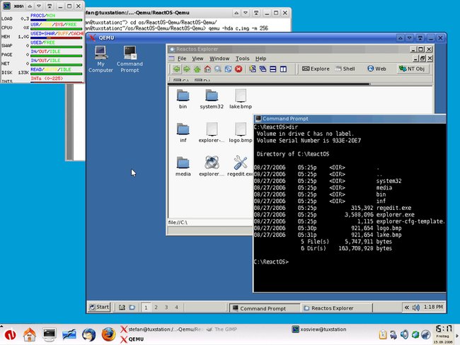 In Qemu läuft das Linux-Betriebssystem ReactOS. Bildquelle: qemu.org