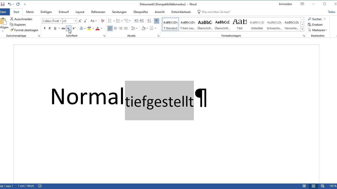 Buchstaben und Zahlen in Word tiefstellen so geht’s