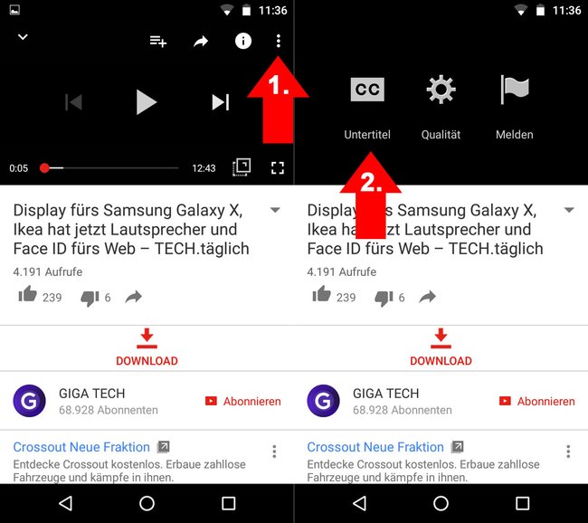 Hier blendet ihr die Untertitel auf dem Smartphone ein.
