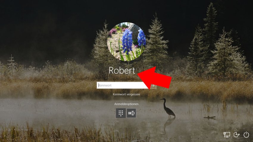 Der Benutzername in Windows 10 ist der Name, den ihr auf dem Startbildschirm beim Einloggen seht.