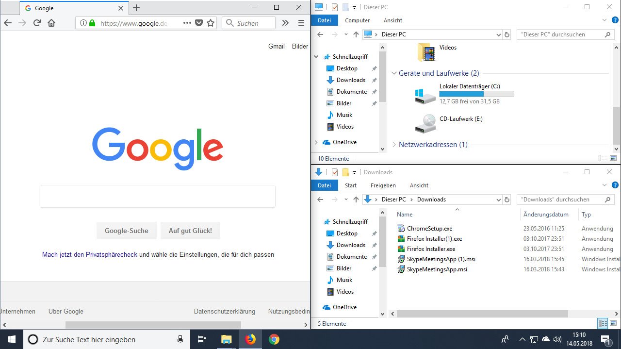 Bildschirm teilen in Windows 10/11 (Tastenkombination)