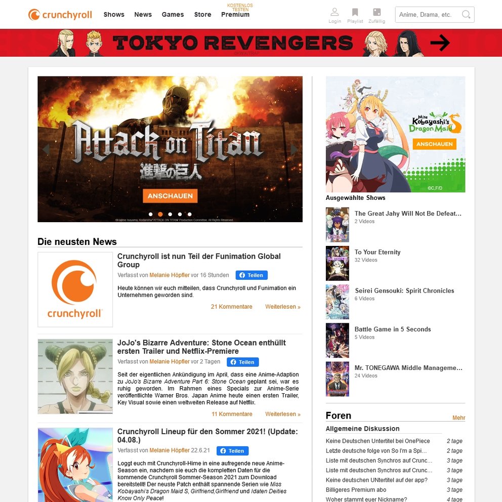 Anime-Streamingdienst Crunchyroll
