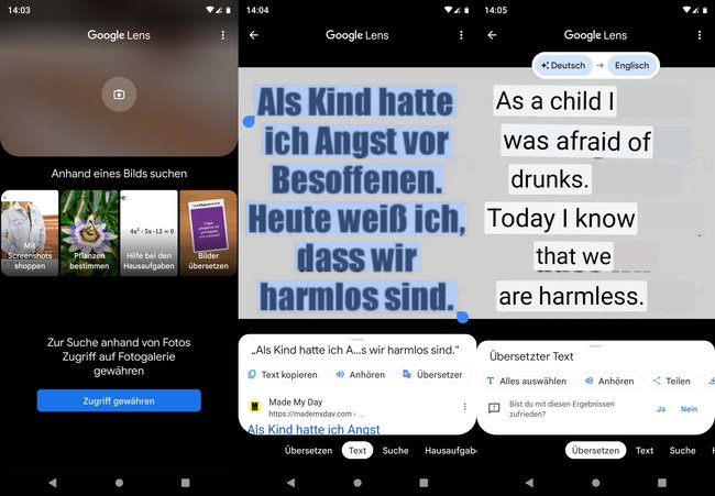 In diesem Beispiel haben wir Text erkennen und in eine andere Sprache übersetzen lassen. (Bildquelle: GIGA)