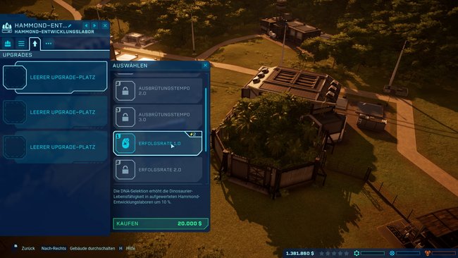Wir haben von Anfang an auf die Erfolgsrate gesetzt, die die Lebensfähigkeit in den Hammond-Entwicklungslaboren um 10 Prozent erhöht. Ein Upgrade müsst ihr in jedem Gebäude manuell setzen. Es gilt nicht für alle dieser Art.