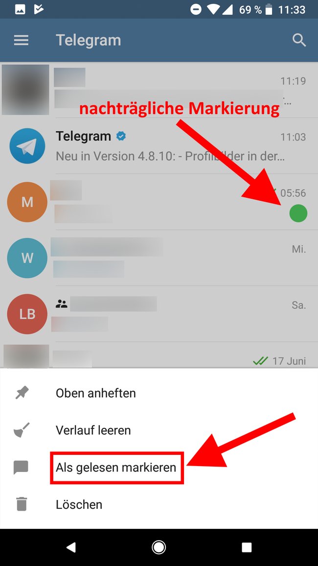 Telegram Chat als gelesen markieren