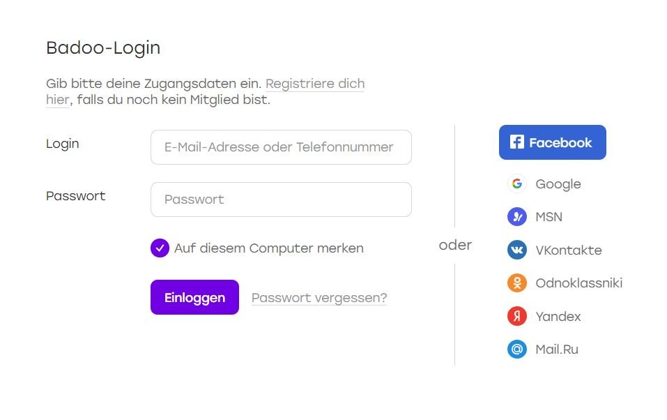 Mobiler Badoo-Login: App installieren und anmelden.