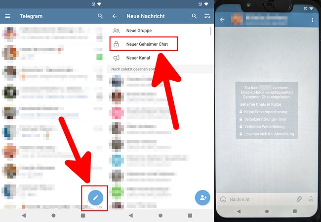 So öffnet ihr einen geheimen Chat in Telegram. (Bildquelle: GIGA)